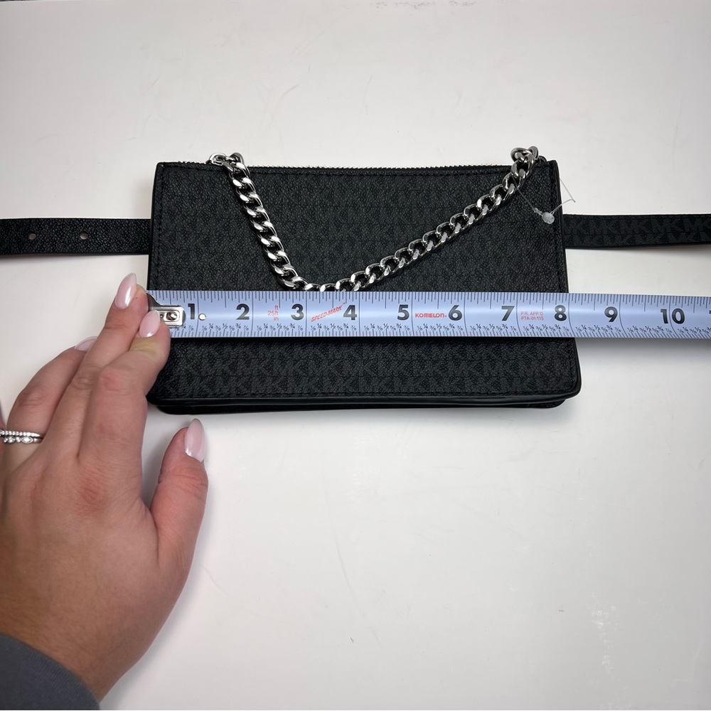 MICHAEL KORS Belt Bag with Silver Chain Detail, Size Large , Black and Taupe - Picture 7 of 8